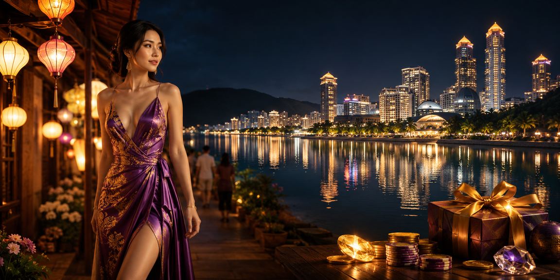 Không khí giải trí ban đêm tại Phú Quốc với người dùng chơi casino trên thiết bị di động