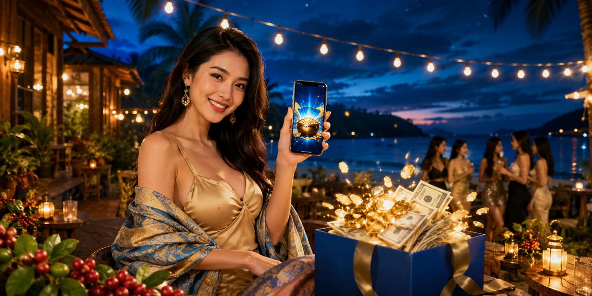 Người dùng thư giãn tại Phú Quốc với cà phê và trải nghiệm casino di động lành mạnh